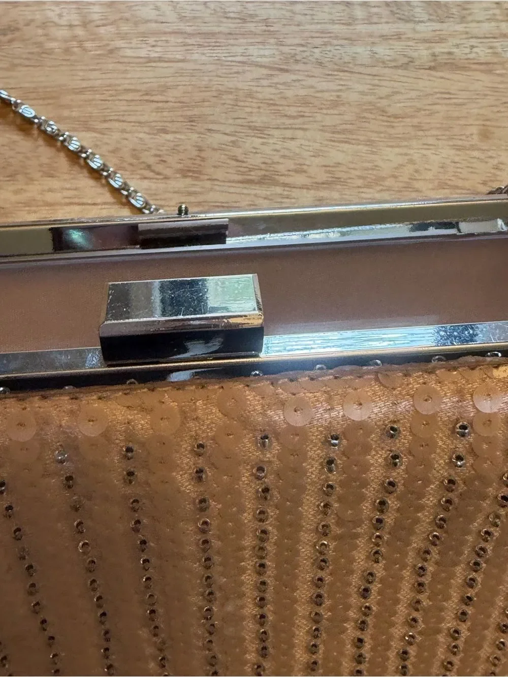 Esther and Lilly hard shell Sequined rhinestone Evening Clutch with Chain